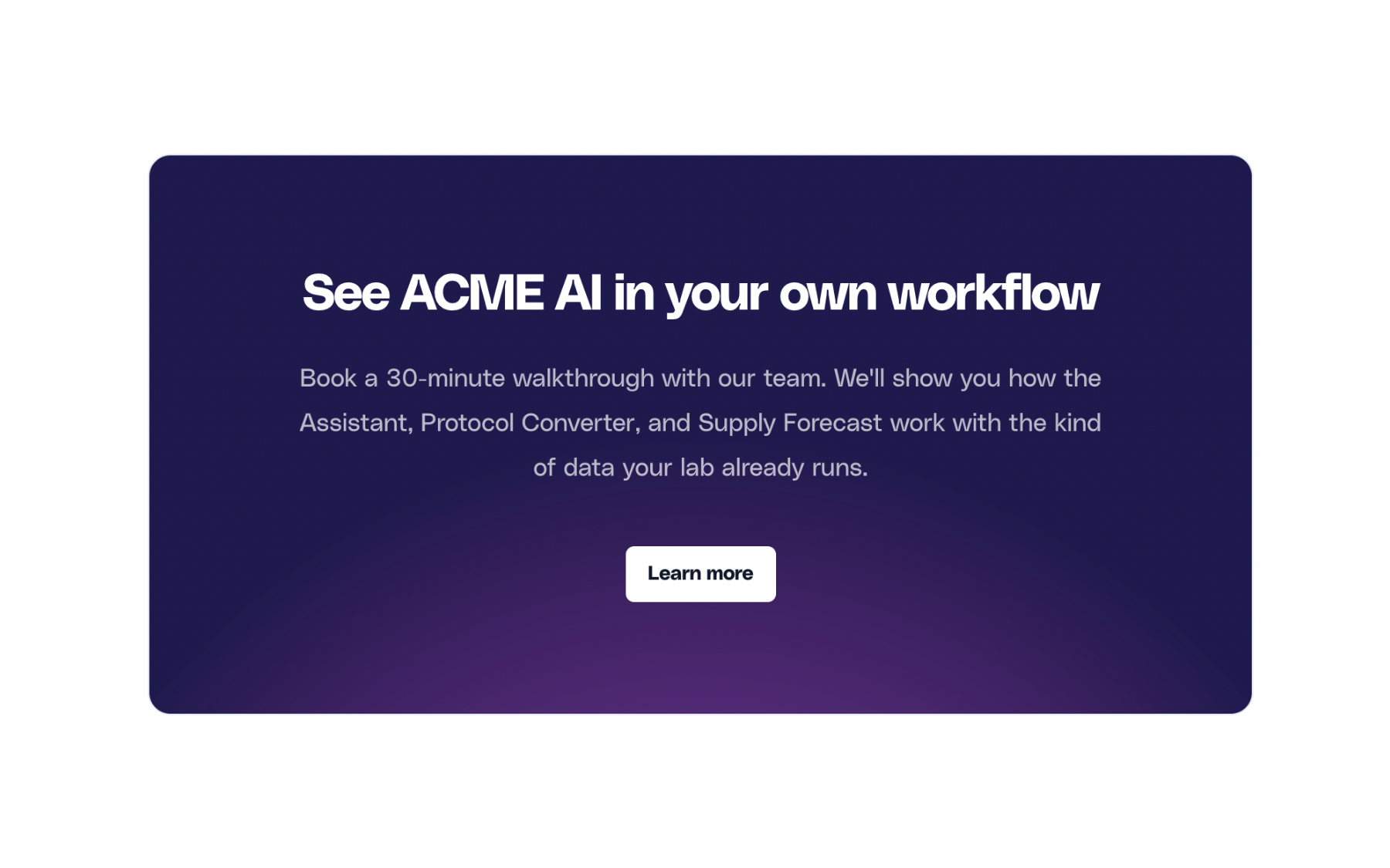 A call-to-action block at the bottom of a software profile